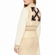 Rita Ora Elvis Duran Show Varsity Jacket - Cream Wool & Leather