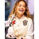 Rita Ora Elvis Duran Show Varsity Jacket - Cream Wool & Leather