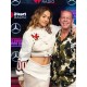 Rita Ora Elvis Duran Show Varsity Jacket - Cream Wool & Leather