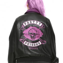 Riverdale Pretty Poisons Skull Kiss Girls Black Leather Jacket Riverdale Pretty Poisons Skull Kiss Girls Black Leather Jacket