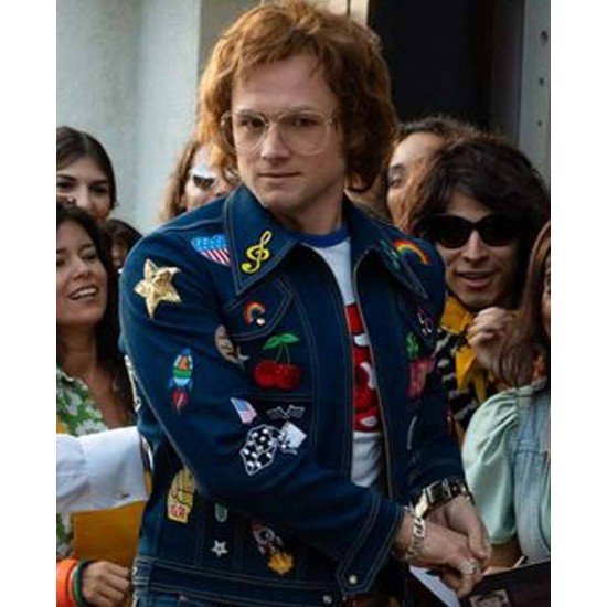 Rocketman Elton John Blue Denim Jacket with Patches