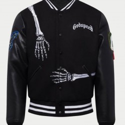 Rod Godspeed Skull Wool and Leather Varsity Jacket Rod Godspeed Skull Wool and Leather Varsity Jacket