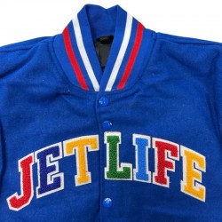 Royal/White Jet Life Varsity Jacket Royal/White Jet Life Varsity Jacket