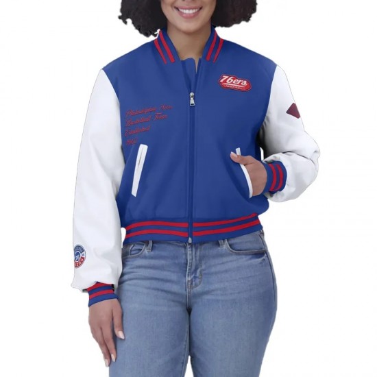 Royal/White Philadelphia 76ers Varsity Full-Zip Jacket