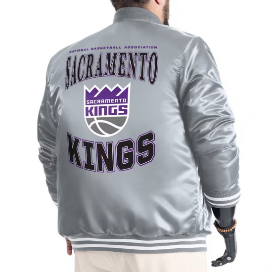 Sacramento Kings Adaptive Bold Logo Varsity Satin Jacket