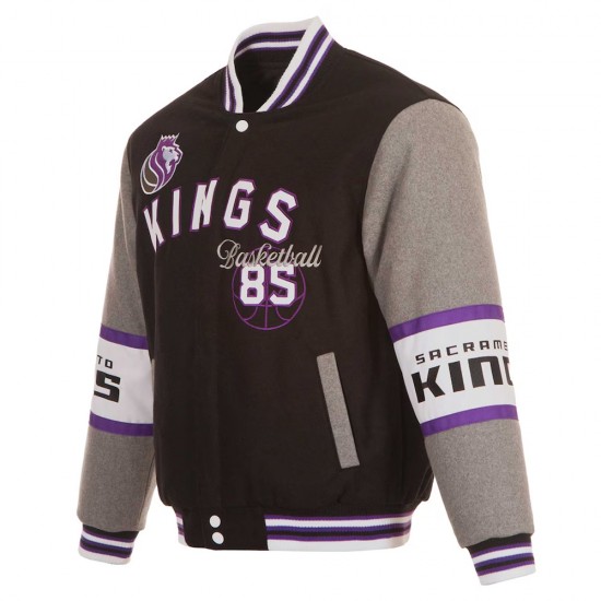 Sacramento Kings Black and Gray Varsity Wool Jacket Sacramento Kings Black and Gray Varsity Wool Jacket