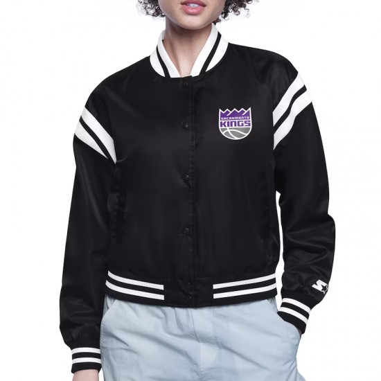 Sacramento Kings Printed Logo Varsity Satin Jacket Sacramento Kings Printed Logo Varsity Satin Jacket