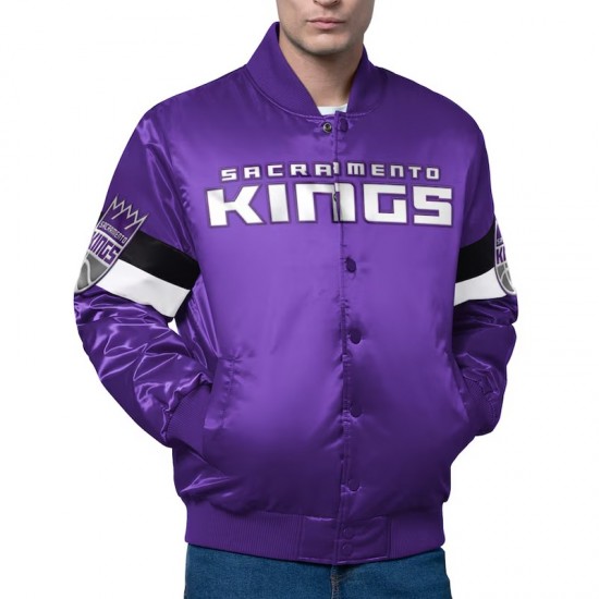 Sacramento Kings Triple Option Varsity Satin Jacket