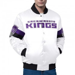 Sacramento Kings Triple Option Varsity Satin Jacket