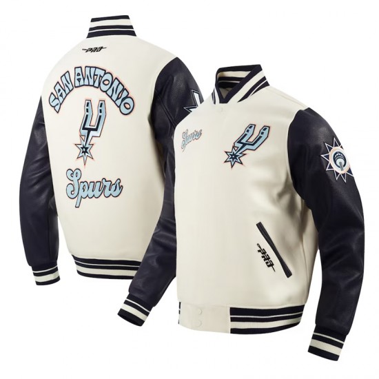 San Antonio Spurs 2024/25 City Edition Chenille Cream Varsity Jacket