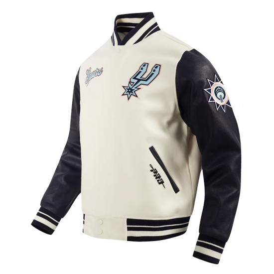 San Antonio Spurs 2024/25 City Edition Chenille Cream Varsity Jacket