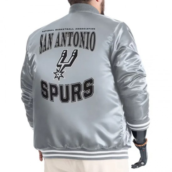 San Antonio Spurs Adaptive Bold Logo Varsity Satin Jacket
