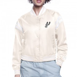 San Antonio Spurs Printed Logo Varsity Satin Jacket San Antonio Spurs Printed Logo Varsity Satin Jacket