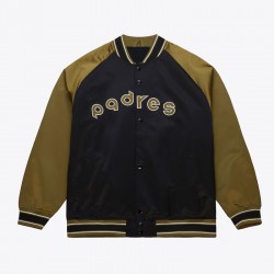 San Diego Padres Black/Olive Satin Double Clutch Jacket  