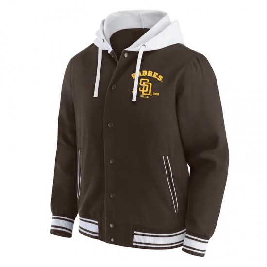 San Diego Padres Brown Cotton Hooded Jacket San Diego Padres Brown Cotton Hooded Jacket