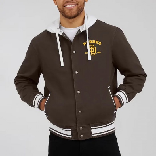 San Diego Padres Brown Cotton Hooded Jacket San Diego Padres Brown Cotton Hooded Jacket