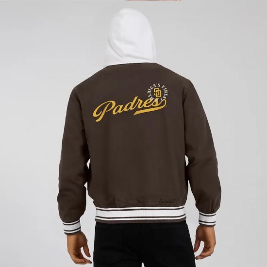 San Diego Padres Brown Cotton Hooded Jacket San Diego Padres Brown Cotton Hooded Jacket