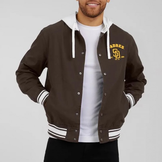 San Diego Padres Brown Cotton Hooded Jacket San Diego Padres Brown Cotton Hooded Jacket
