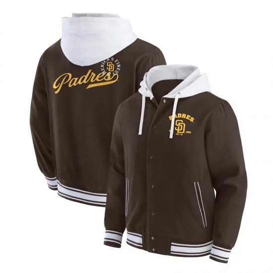 San Diego Padres Brown Cotton Hooded Jacket San Diego Padres Brown Cotton Hooded Jacket