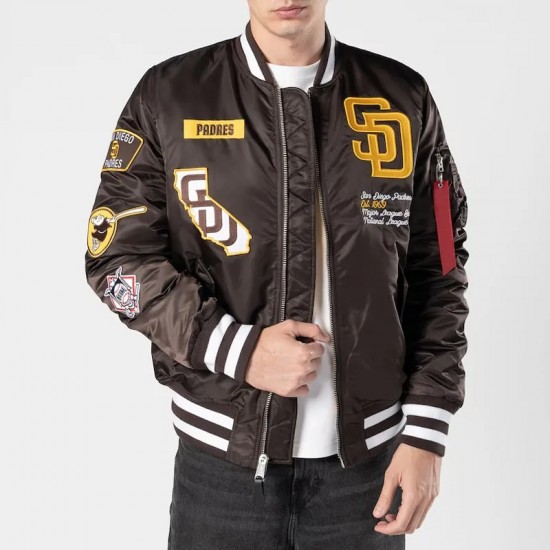San Diego Padres Full-Zip Brown Bomber Jacket