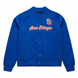 San Diego Padres Throwback Graphics Blue Satin Jacket