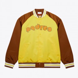 San Diego Padres Vintage Logo Double Clutch Gold Satin Jacket