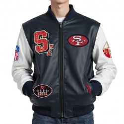 San Francisco 49ers Best Of Men's Leather Varsity Jacket San Francisco 49ers Best Of Men's Leather Varsity Jacket