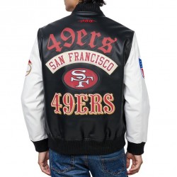 San Francisco 49ers Best Of Men's Leather Varsity Jacket San Francisco 49ers Best Of Men's Leather Varsity Jacket