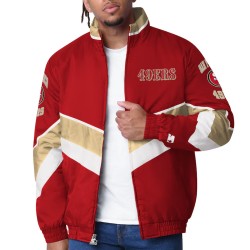 San Francisco 49ers Captain Scarlet Varsity Satin Jacket San Francisco 49ers Captain Scarlet Varsity Satin Jacket