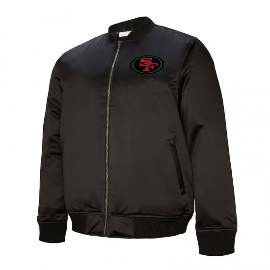 San Francisco 49ers Excellence Black Full-Zip Satin Jacket San Francisco 49ers Excellence Black Full-Zip Satin Jacket