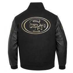 San Francisco 49ers Full-Zip Black Varsity Jacket San Francisco 49ers Full-Zip Black Varsity Jacket
