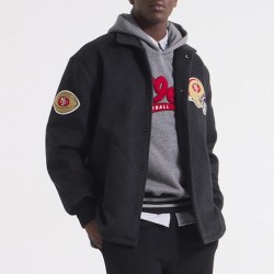 San Francisco 49ers Heather Black Coaches Wool Jacket