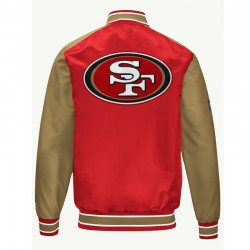 San Francisco 49ers Scarlet and Gold Varsity Satin Jacket San Francisco 49ers Scarlet and Gold Varsity Satin Jacket