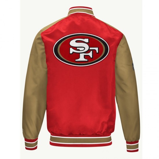 San Francisco 49ers Scarlet and Gold Varsity Satin Jacket San Francisco 49ers Scarlet and Gold Varsity Satin Jacket
