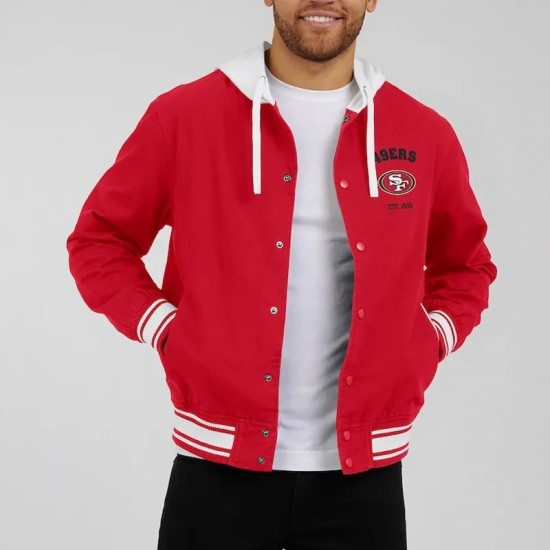 San Francisco 49ers Scarlet Cotton Hooded Jacket