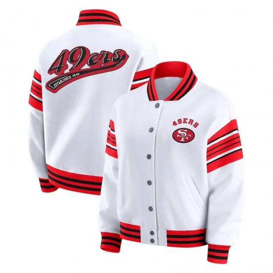 San Francisco 49ers Snap Front White Fleece Jacket