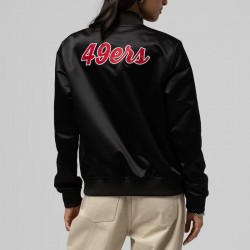 San Francisco 49ers Throwback Graphics Black Satin Jacket Unisex San Francisco 49ers Throwback Graphics Black Satin Jacket Unisex