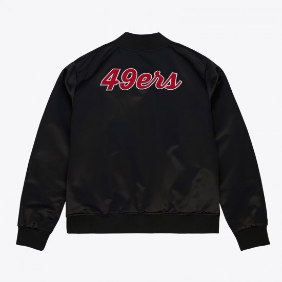 San Francisco 49ers Throwback Graphics Black Satin Jacket Unisex