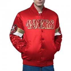 San Francisco 49ers Triple Option Varsity Satin Jacket