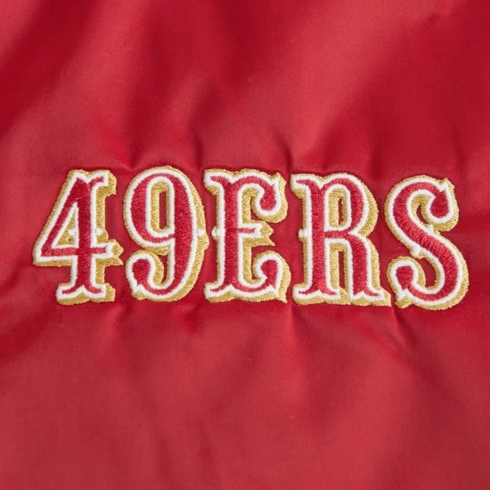 San Francisco 49ers Varsity Bomber Red Satin Jacket San Francisco 49ers Varsity Bomber Red Satin Jacket