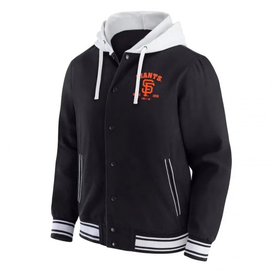 San Francisco Giants Black Cotton Hooded Jacket San Francisco Giants Black Cotton Hooded Jacket