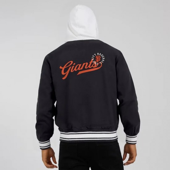 San Francisco Giants Black Cotton Hooded Jacket San Francisco Giants Black Cotton Hooded Jacket