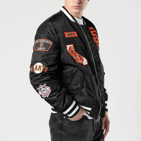San Francisco Giants Full-Zip Black Bomber Jacket