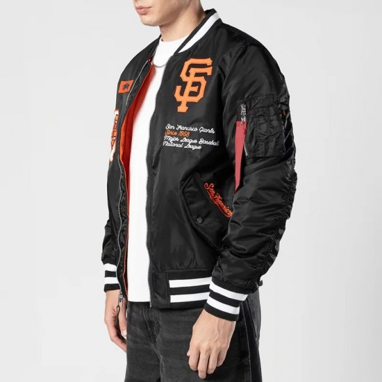 San Francisco Giants Full-Zip Black Bomber Jacket