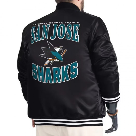 San Jose Sharks Adaptive Bold Logo Varsity Satin Jacket