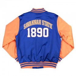 Savannah State University Blue and Orange Baseball Jacket Savannah State University Blue and Orange Baseball Jacket