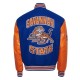 Savannah State University Blue and Orange Wool Leather Letterman Jacket Savannah State University Blue and Orange Wool Leather Letterman Jacket