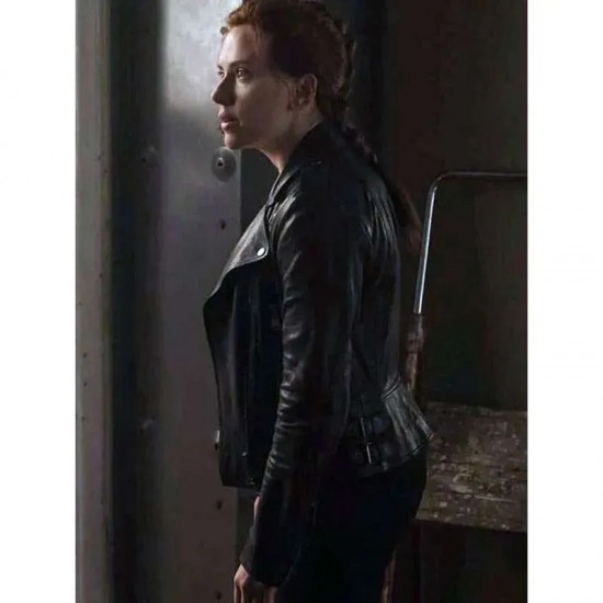 Scarlett Johansson Black Widow Motorcycle Leather Jacket