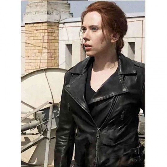 Scarlett Johansson Black Widow Motorcycle Leather Jacket