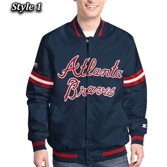 Scout Atlanta Braves Varsity Satin Jacket Scout Atlanta Braves Varsity Satin Jacket
